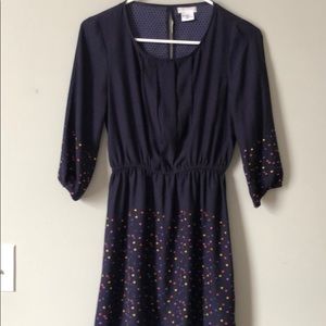 Heart/Valentine Navy dress with multi colored details